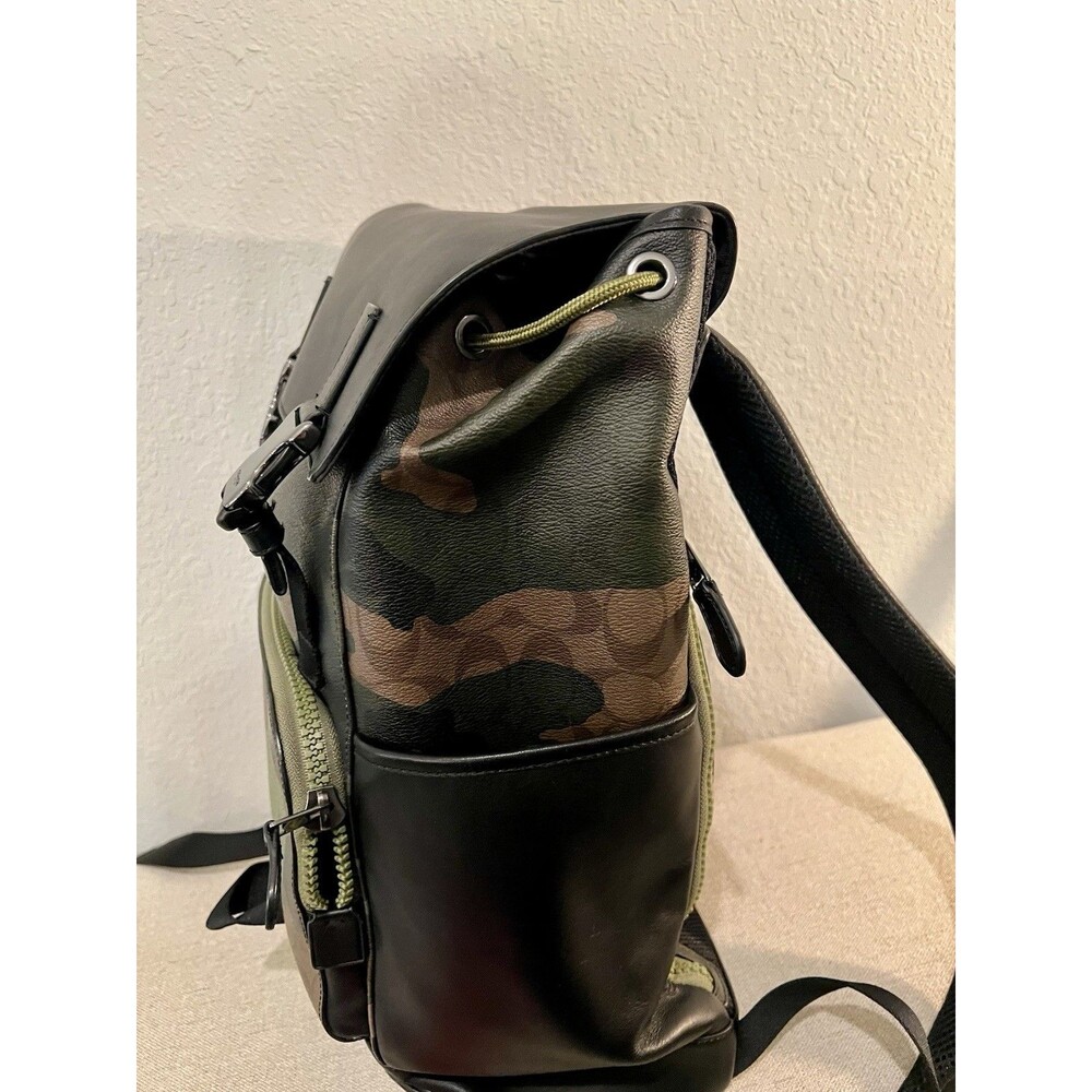 Coach Camouflage Backpack with Green Logo - Picture 8 of 16